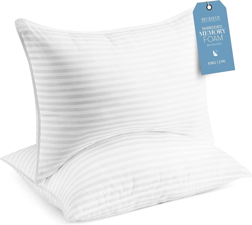 Shredded Memory Foam Pillows, Adjustable Fill, King — Set of 2