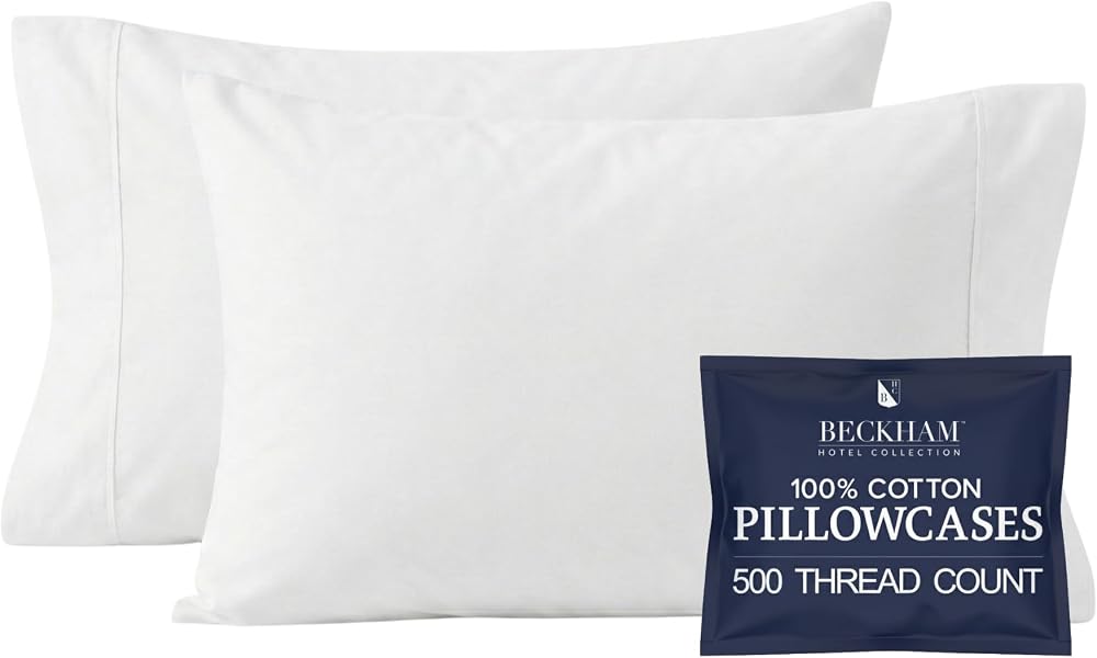 Cotton Sateen Pillowcases, 500 Thread Count, King — Set of 2