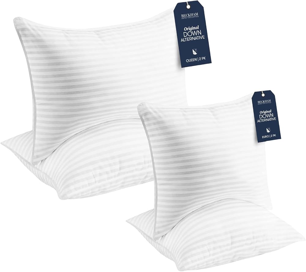 Bed Pillows and Euro Throw Pillows, Sets of 2