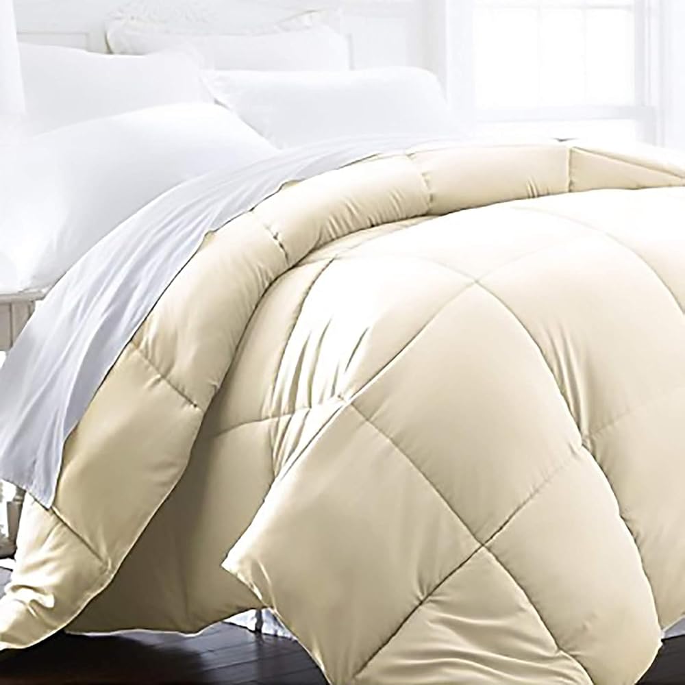3-Piece Bedding Bundle, Comforter with Pillows and Protectors — Cream