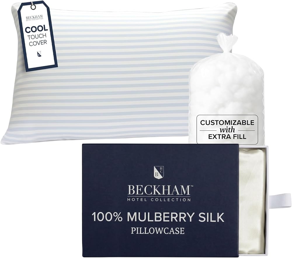 Adjustable Cooling Pillow with Mulberry Silk Pillowcase — Ivory