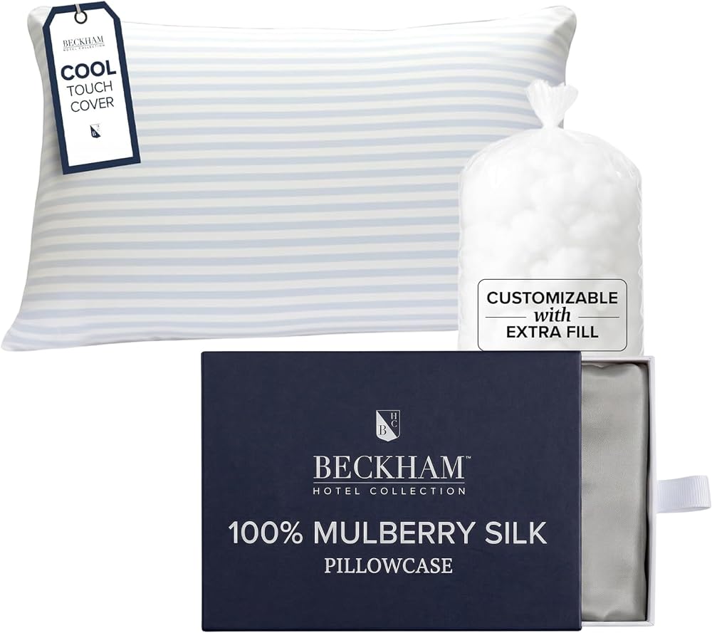 Adjustable Cooling Pillow with Mulberry Silk Pillowcase — Silver Cloud