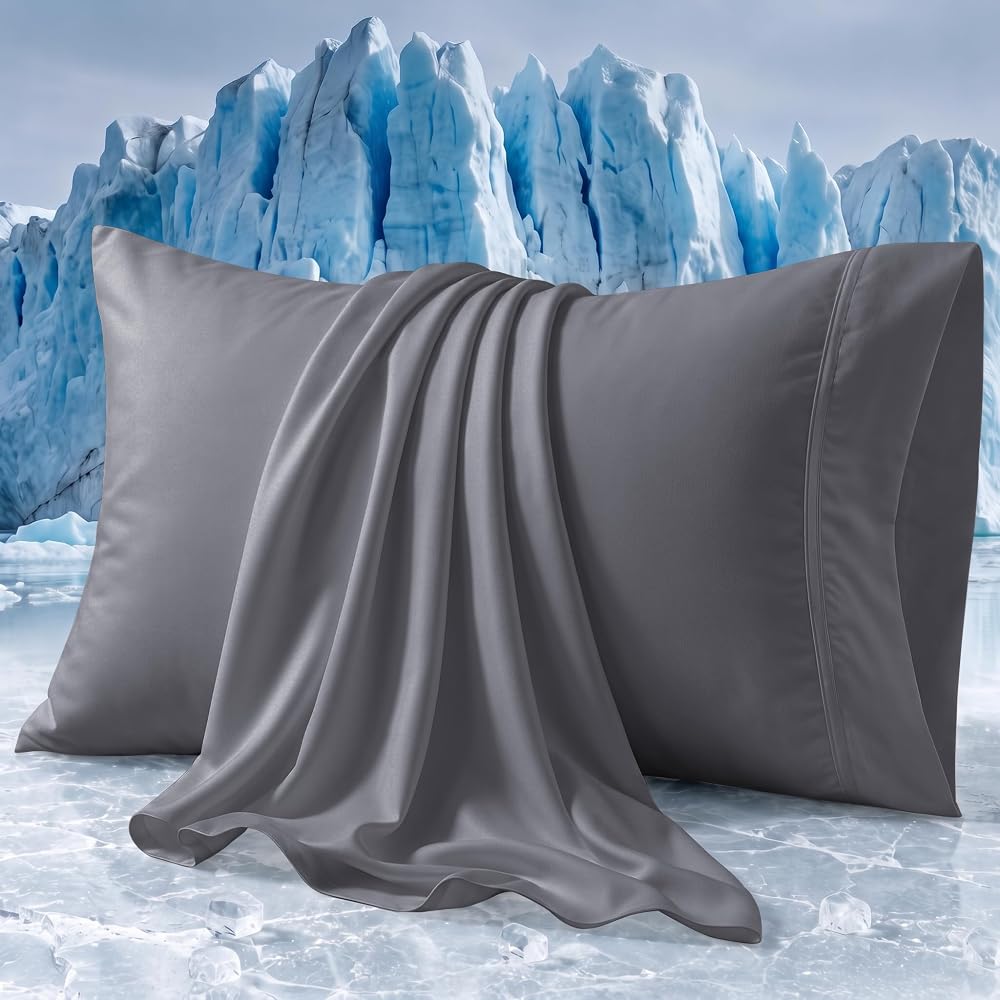 Cooling Pillowcases for Hot Sleepers, Set of 2 — Dark Gray