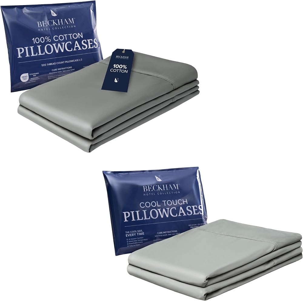 Cotton and Cooling Pillowcases, Mixed Pair — Dark Gray