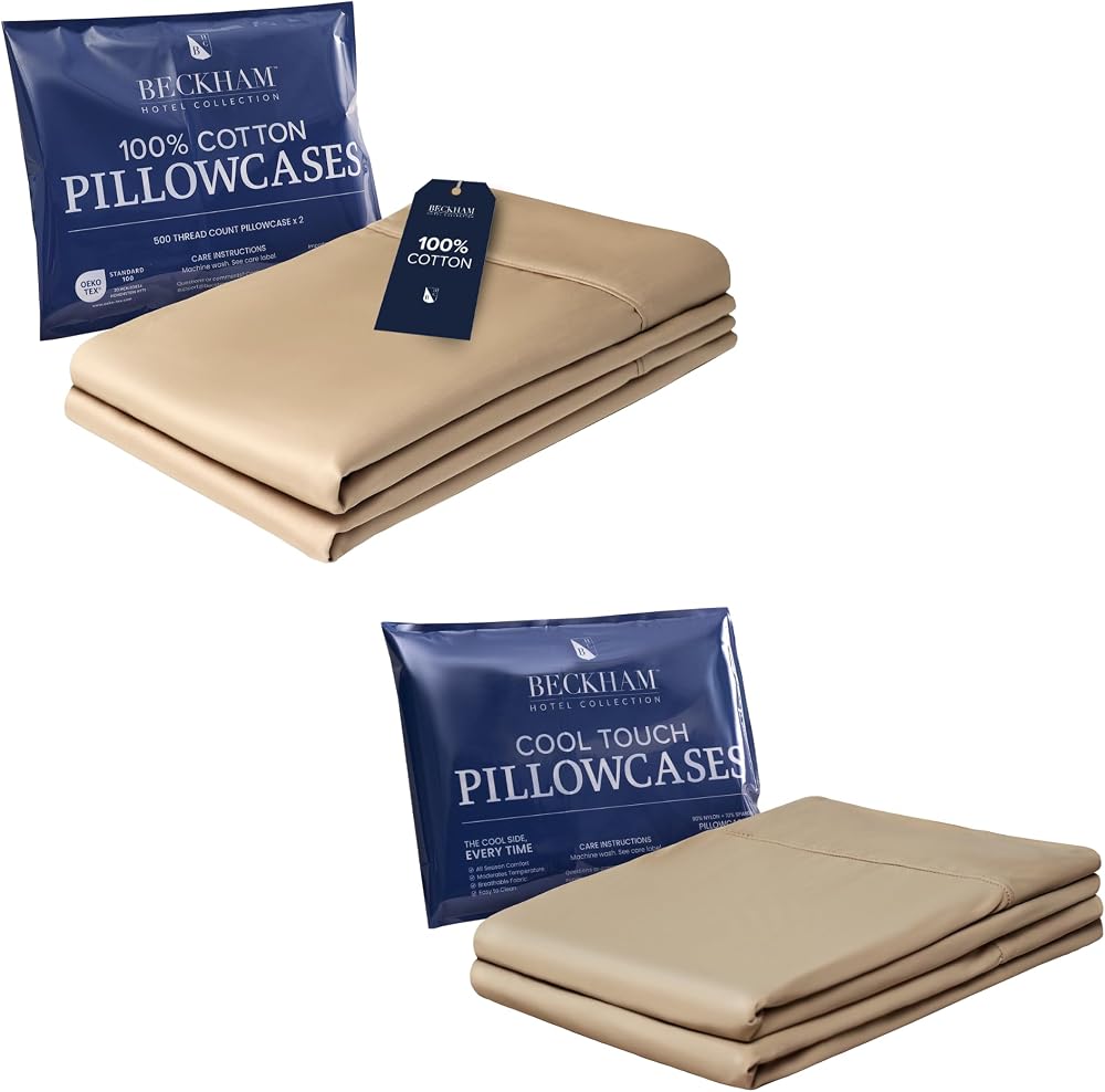 Cotton and Cooling Pillowcases, Mixed Pair — Sand