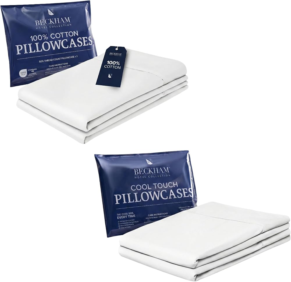 Cotton and Cooling Pillowcases, Mixed Pair — White