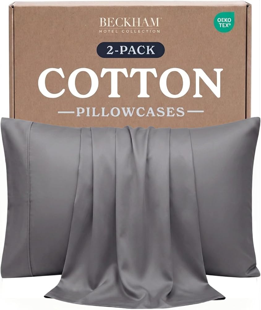 Cotton Sateen Pillowcases 500TC, Set of 2 — Dark Gray