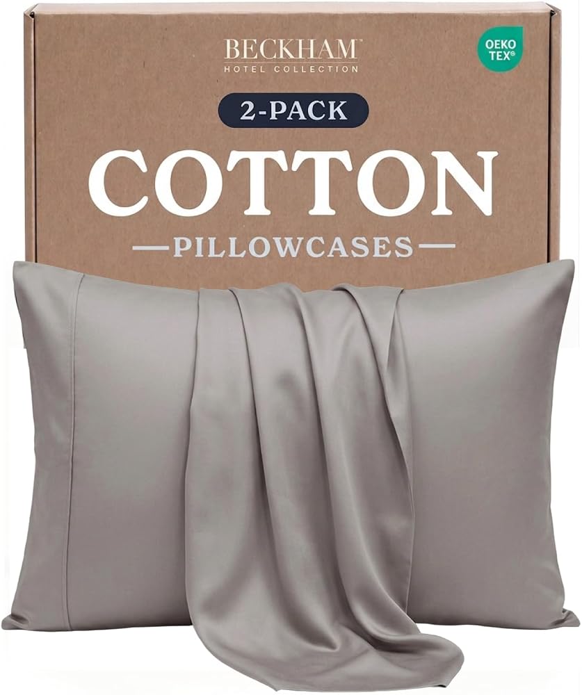 Cotton Sateen Pillowcases 500TC, Set of 2 — Light Gray