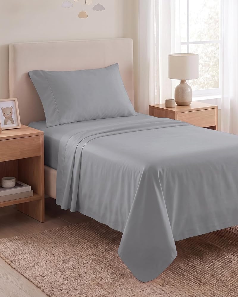 Cotton Sateen Sheet Set — Light Gray