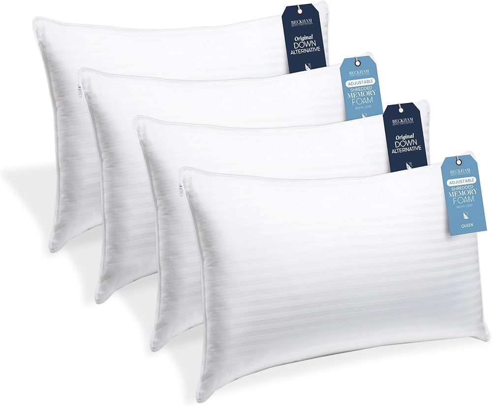 4-Pillow Set, 2 Down Alternative and 2 Memory Foam