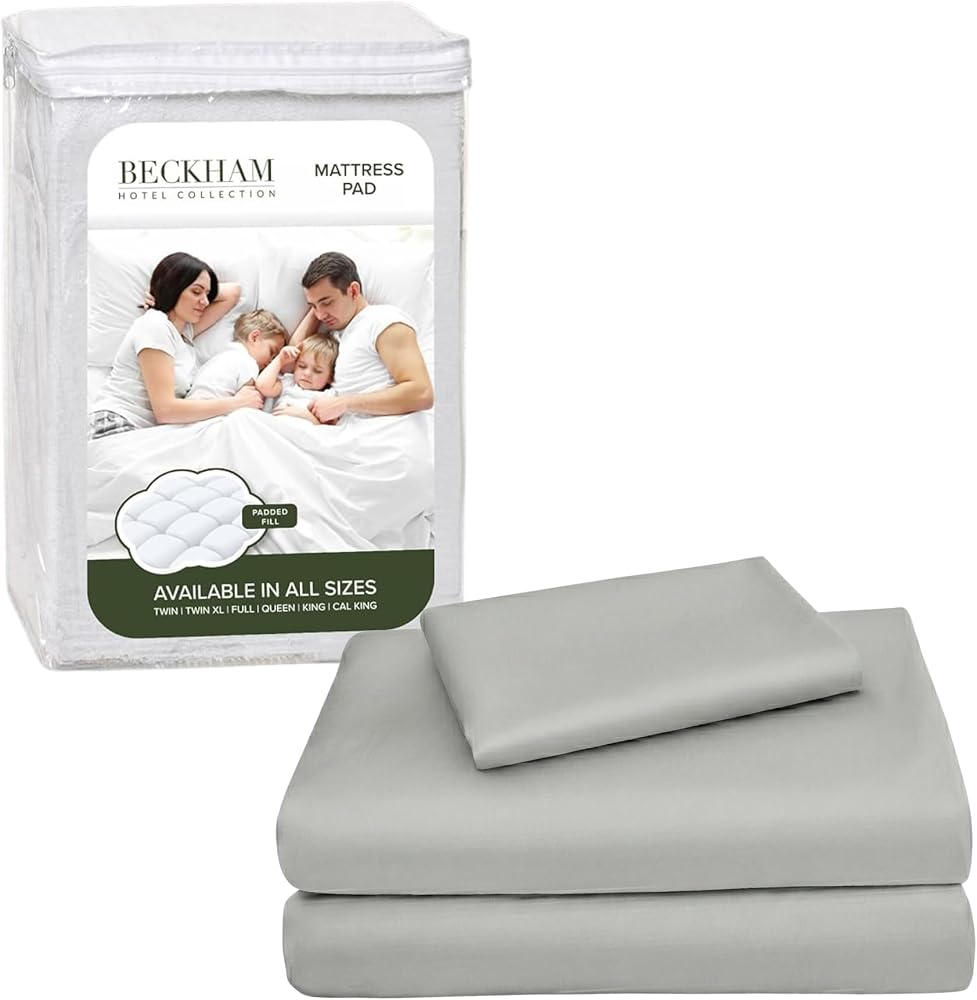 Mattress Pad and Cotton Sheet Set, Deep Pocket — Gray
