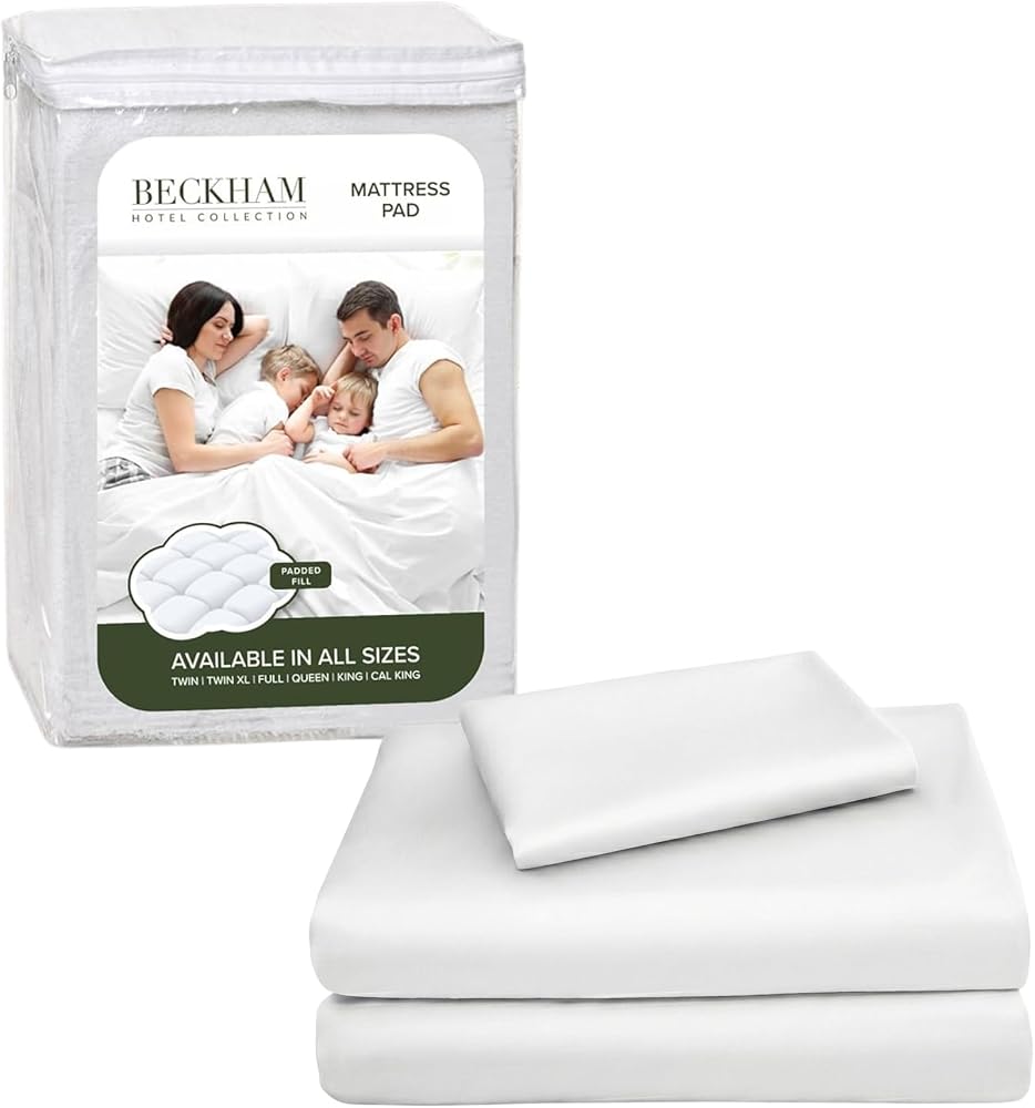 Mattress Pad and Cotton Sheet Set, Deep Pocket — White